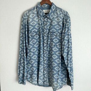 Ryan Michael Men’s Tribal Print Snap Western Shirt Size XL